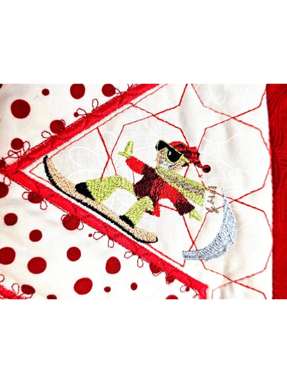 Christmas JOY Quilted Vertical Banner 33" Holiday Wall Hanging Applique vintage - Picture 4 of 8